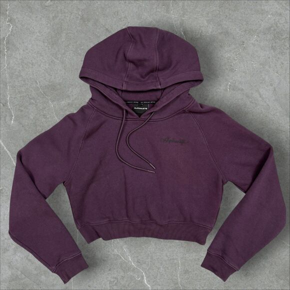 Alphalete Tops - Women's Cropped Plum Colored Athleticwear Long Sleeve Hoodie - Small
